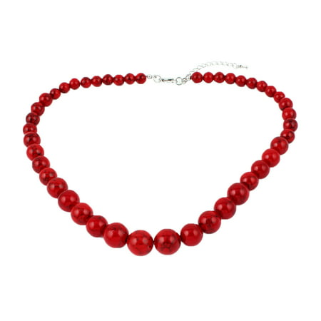 Retro Vintage Style Red Beads Statment Necklace for Lady