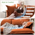 thumbnail image 5 of 120" Upholstered Chenille 3 Seater Cloud Deep Seat Sofa, Slipcovered Sectional Couch with Removable Covers for Living Room,Orange, 5 of 13