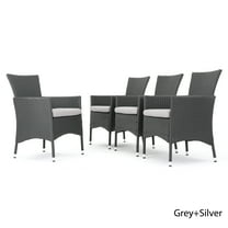 Grey Wicker Dining Chairs with Cushions (Set of 4)
