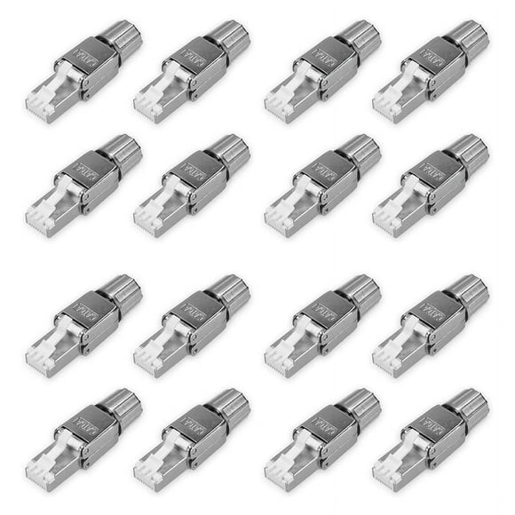 RJ45 Network Connector Pack Set of 16 Cat6A RJ-45 Network Connectors -Shielded Cat 6A Ethernet Cable Strain Relief Plugs