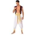 thumbnail image 5 of YEAHDOR Mens Halloween Cosplay Costume Ancient Greek God Gladiator Prince Role Play Costume Waistcoat with Pants White 3XL, 5 of 7