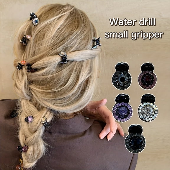 4-pack exquisite and cute women's mini hair clips, fashionable diamond, front side clips, multifunctional simple bangs hair clips headdresses