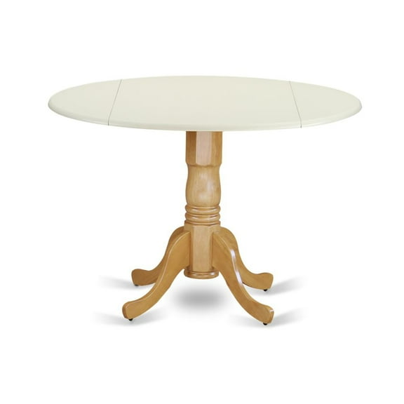 East West Furniture Dublin Traditional Wood Dining Table in White/Oak