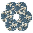 thumbnail image 2 of 6 Pcs Drink Coasters Sets with Holder Pads Cotton Cup Heat-Resistant Hot Mats for Table Protection Flowers in Blue, 2 of 7