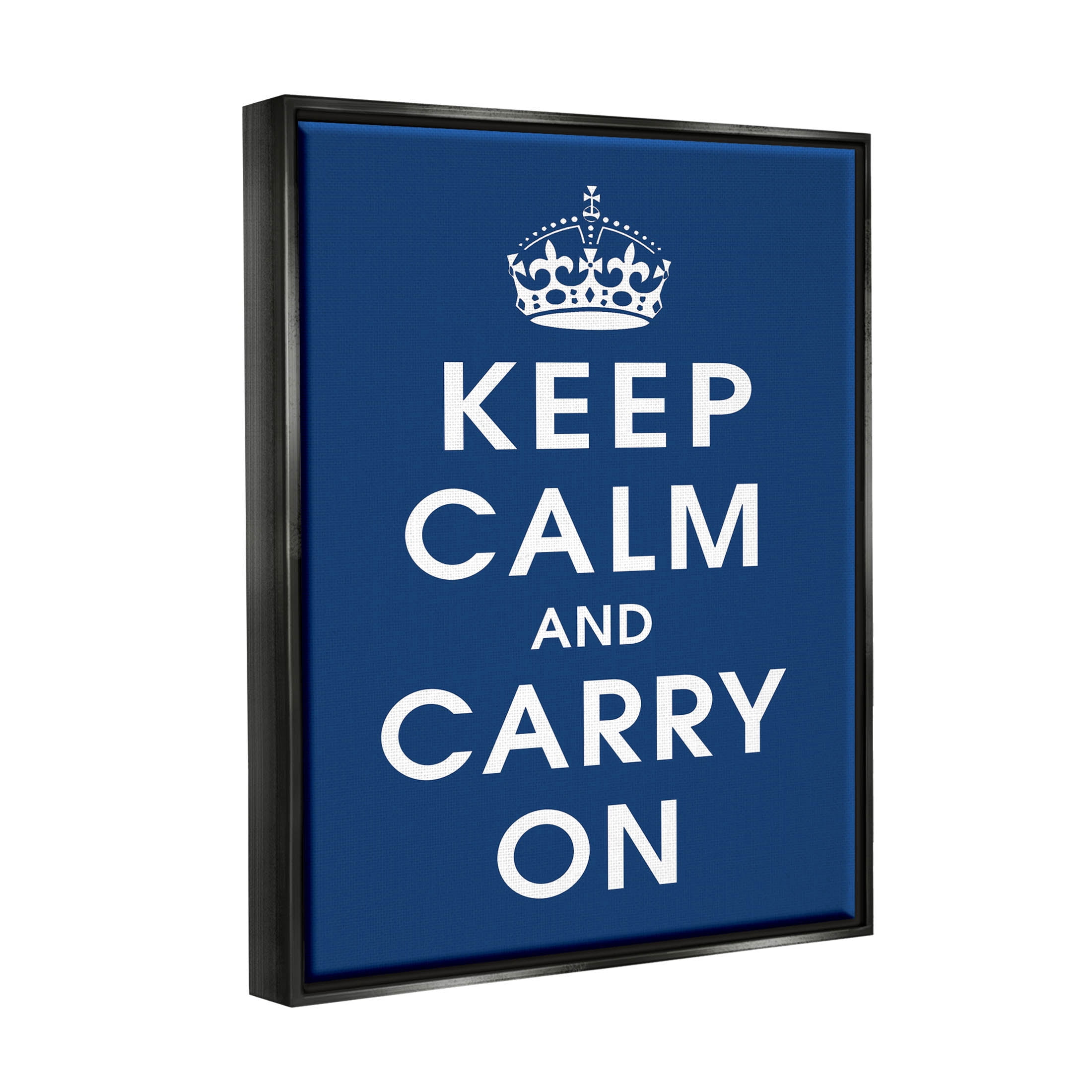 Keep Calm And Carry On Crown Inspirational Graphic Art Jet Black Framed Art Print Wall Art