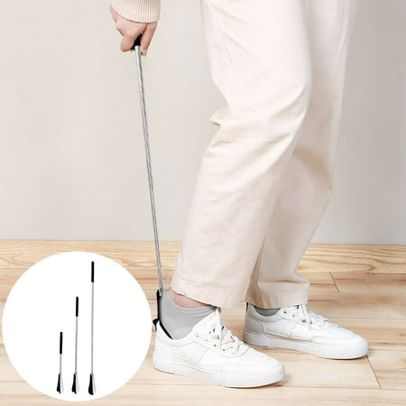 

harmtty Shoe Horn Free Adjustment Telescope Long Handle Stainless Steel Seniors Children Boots Seller Metal Shoe Horn Shoe Accessories Black
