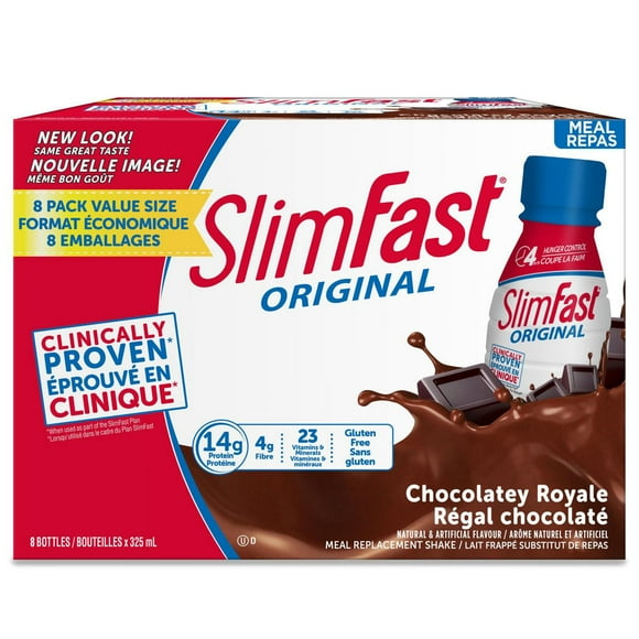 SlimFast Original Chocolatey Royale Protein Meal Replacement Shakes 8 Bottles