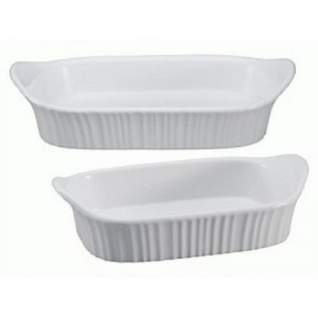 1115855 French White III 2 piece Set -, Stoneware is safe to use in microwave, oven, refrigerator, freezer & dishwasher By