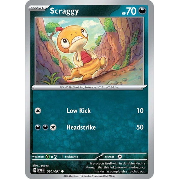 Pokemon Paldean Fates Common Scraggy #60