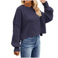 thumbnail image 4 of BangWanChi Womens Sweatshirt with Pockets Womens Casual Solid Loose Round Neck Sweater Long Sleeved Tops, 4 of 5