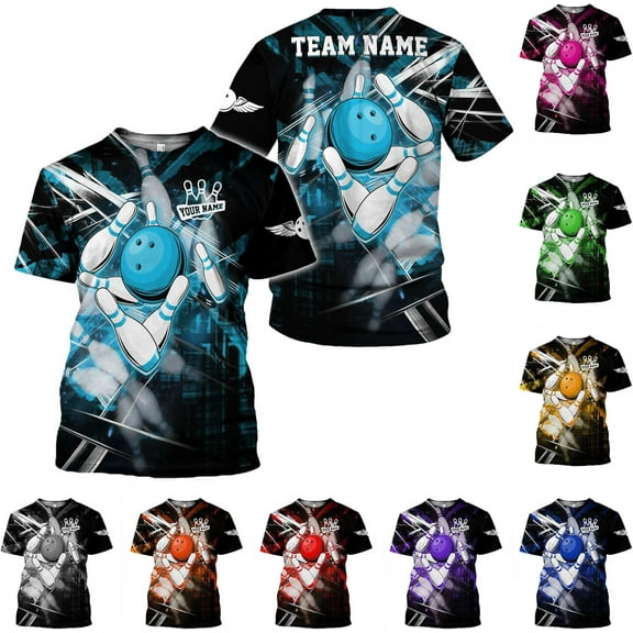 Personalized Name Bowling Shirts for Men and Women 3D, Bowling Shirts for Team Bowling, Bowling Shirts Gift (Teal, S)