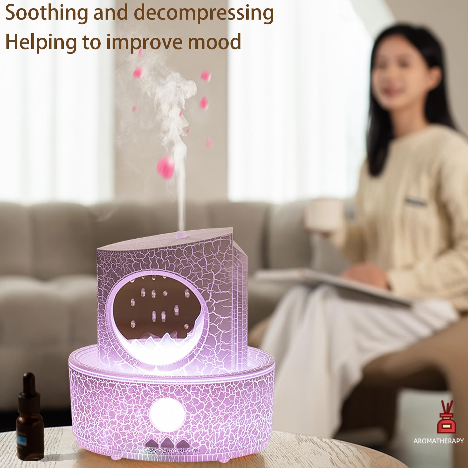 Aromatherapy Raindrop Diffuser & Humidifier, 3-in-1 Essential Oil Diffuser with 3 Color Changing Lights, 4 Timer Modes & Auto-Off, 300ml Quiet Ultrasonic Cool Mist Humidifier for Home, Office, Desk
