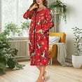 thumbnail image 5 of Yuyamidu Xmas Cow Long Sleeve Robes for Women with Zipper Bathrobe Snowflake Spa Robe Red Crewneck Nightgown Casual Ladies Sleep Dresses Christmas Robe Size M, 5 of 7