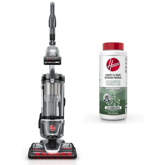 Hoover Upright Vacuum, WindTunnel All Terrain Bagless, Strong Suction & Hoover Carpet & Room Refresher Eucalyptus Scent Carpet Powder