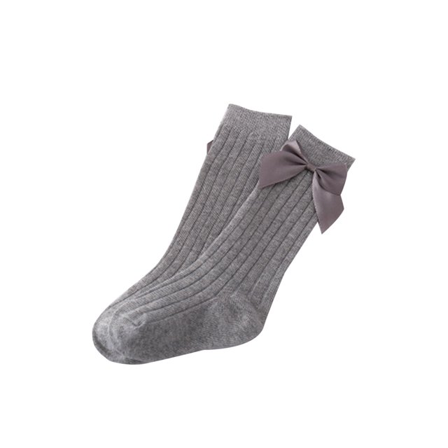 Kmbangi Newborn's Solid Color Knitted Socks, Non Slip Floor Socks with Bow Decorations