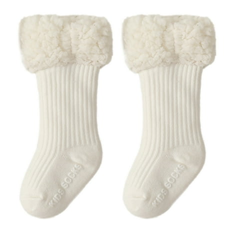 

ZENTREE Baby Socks Winter Thicken Warm Floor Socks for Girls Boys Cotton Anti Slip Solid Color Lamb Wool Socks Toddler Infant
