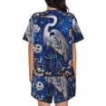 thumbnail image 6 of Fuzoiu Blue Heron Floral Garden Print Women's Short-Sleeved Pajama Set,Lounge Sleepwear Set,Womens Pajama Sets 2 Piece,Button-Up Top and Shorts with Pockets-X-Large, 6 of 7