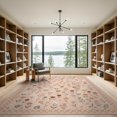 thumbnail image 2 of ODIKA 9'x12' Washable Area Rug Playroom Boho Faded Botanical Interlocking Border Pink Dorm Girly for Master Suite, California King, Under Bed, Non-Shedding, Easy Care, 2 of 7