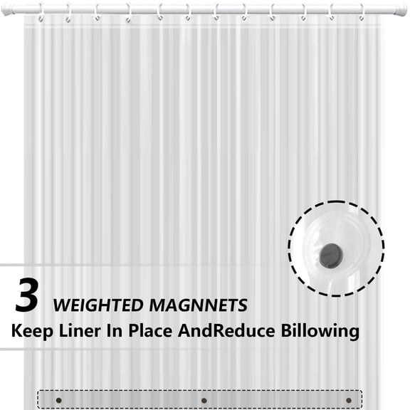 72x72 Bathroom Shower Curtain - Waterproof Clear Plastic Shower Curtain Premium PEVA Non-Toxic with 12 Pcs Grommets Clear 8G Heavy Duty Bathroom Accessories