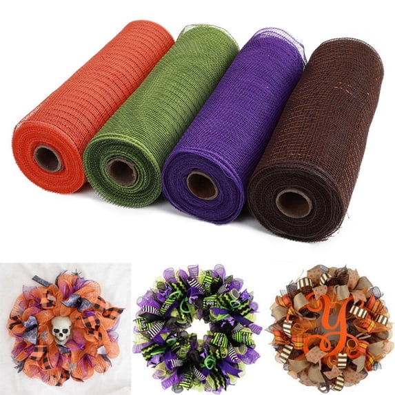 4-Rolls Poly Mesh Ribbon,10 in x 180 ft Metallic Foil Mesh for Christmas, Stripe Deco Mesh,Wreath, Swags, Craft, Party, DIY Material Supplies