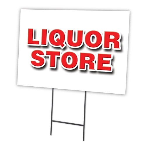 LIQUOR STORE 18"x24" Yard Sign & Stake | Advertise Your Business | Stake Included Image On Front Only | Made in The USA