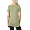 thumbnail image 3 of J. METHOD Women's Short Sleeve V-Neck T Shirts Premium Comfy Basic Daily Hip Length Tops NEWT413 Sage S, 3 of 4