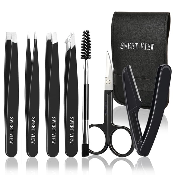 Kit de pinzas para cejas SWEET VIEW, 7 unidades, para mujer, con tijeras