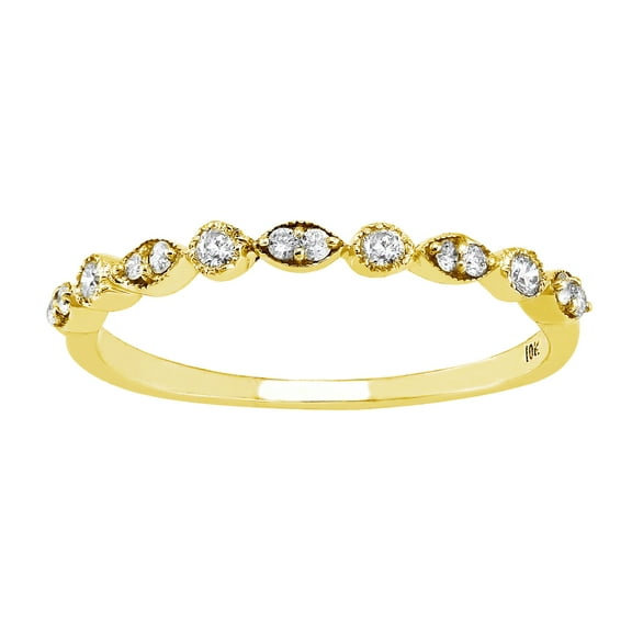 14kt Yellow Gold 1/5ct Diamonds Art Deco Vintage Inspired Anniversary Wedding Band Ring