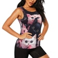 thumbnail image 2 of Junzan Débardeurs d'Entraînement Motif Portrait de Groupe Chatons Mignons pour Femmes Sans Manches Course Coupe Ample Yoga Hauts Actifs Gym Exercice-TG, 2 of 7