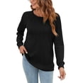 thumbnail image 4 of WUJINXIA Women's Long Sleeve Dressy Blouses Pleated Front Tunic Crew Neck Casual, 4 of 6