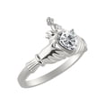 thumbnail image 5 of RYLOS Rings Sterling Silver Claddah Love, Loyalty & Friendship Ring Heart 6MM Gemstone & Diamond Claddagh Rings April White Topaz Jewelry Size 9, 5 of 7