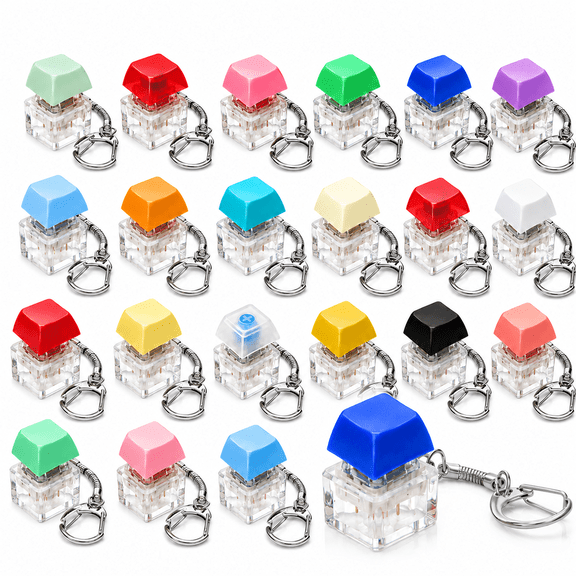 24 PCS Keyboard Fidget Toy for Kis Adult, Fidget Keychain Keyboard Decompression Button Finger Clicker Toys, Button Stress Relief Fidget Gifts Birthday Party Favors Goodie Bag Fillers