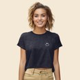 thumbnail image 4 of Dalix Smile Face Embroidered Cotton Relaxed Fit Short Sleeve Crewneck Tee Shirt Womens in Heather Navy M Medium, 4 of 5