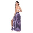 thumbnail image 3 of FORMRS Womens Long Sarong Beach Wrap Semi-Sheer Bikini Skirt Bathing Swimsuit Cover Up, Purple Roses, 3 of 7