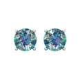 thumbnail image 3 of 3 ct Push-Back Stud Earrings for Women | 7.5mm Round Cut Blue Moissanite | 18K White Gold, 3 of 5