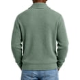 thumbnail image 6 of CHCNHAC Mens V Neck Cardigan Sweater Shawl Collar Button Front Ribbed Knit Long Sleeve Casual Winter Knitwear Outerwear, Army Green, 6 of 6
