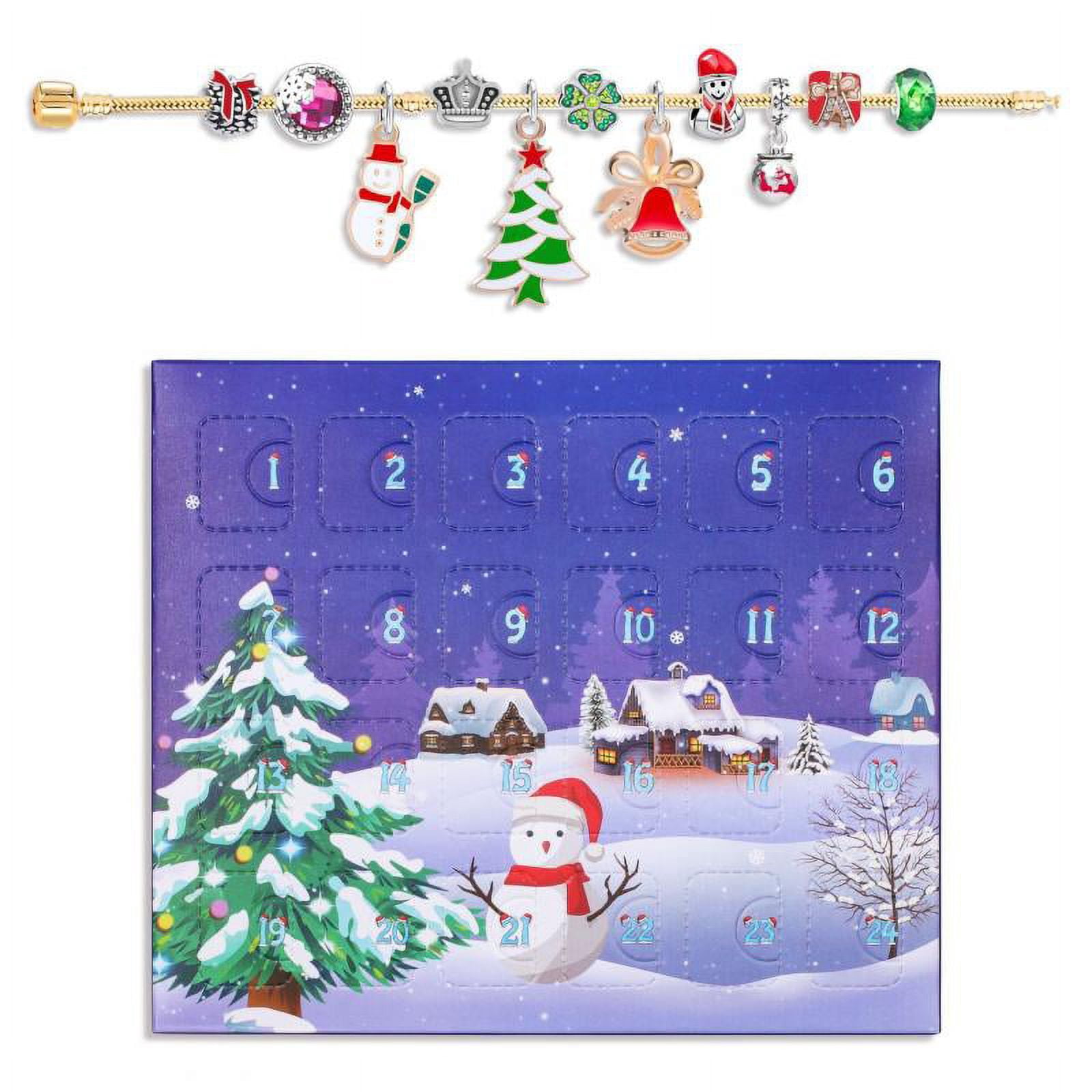 Advent Calendar Charm Bracelet Making Kit for Kids Girl Christmas Countdown Calendars Gift