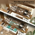 thumbnail image 4 of Merluxy Makeup Vanity with Mirror & Lights,Glass Top Vanity with 6 Drawers & Charging Station,White, 4 of 10