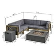 thumbnail image 2 of Elisha Outdoor 7 Piece Acacia Wood Sectional Sofa Set with Cushions and Fire Pit, Gray, Dark Gray, Dark Gray, 2 of 15
