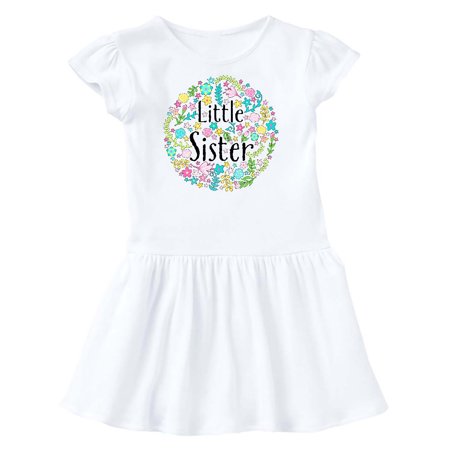 

Inktastic Little Sister with Flower Circle Gift Toddler Girl Dress