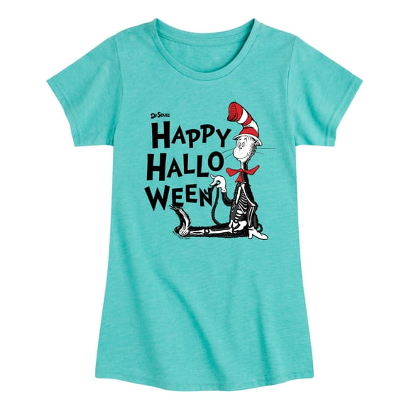 Dr. Seuss - Happy Halloween Skeleton Cat - Toddler And Youth Girls Short Sleeve Graphic T-Shirt