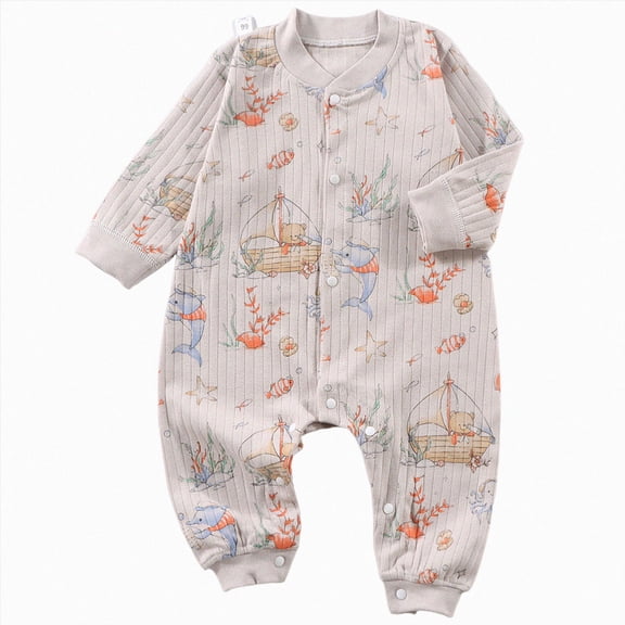 NIEWTR 12-18 Months Unisex Baby Baby Long Sleeved Newborn Toddler Boys And Girls Baby Romper Pajamas Crawling Clothes Winter Fall One-Piece Romper,A103-Orange
