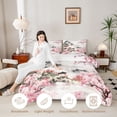 thumbnail image 3 of Manfei Watercolor Pagoda Full Size Comforter Sets for Home, Sakura Mountain Bedding Sets for Office, Pink Black White, Black Reversible 3-Piece, 1 Comforter and 2 Pillowcases, 3 of 5