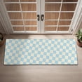 thumbnail image 2 of Light Blue and Cream Checkered Pattern Door Rugs,Washable Non Slip Door Mats Indoor,Decorative Door Mats,Entry Mat Indoor for Entrance,Bedroom,Kitchen,Bathroom,16"x47", 2 of 6