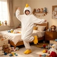 thumbnail image 4 of Wearable Blanket Hoodie With Slippers Oversized Flannel Bird Onesie For Adults Funny Loungewear Footwear Set, 4 of 5