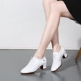 thumbnail image 4 of Zapatos de baile de cuero genuino para mujer, zapatos de baile latino para Salsa, suela suave, zapatos profesionales de Jazz y Tango para bailar, zapatillas de deporte para mujer, 4 of 5