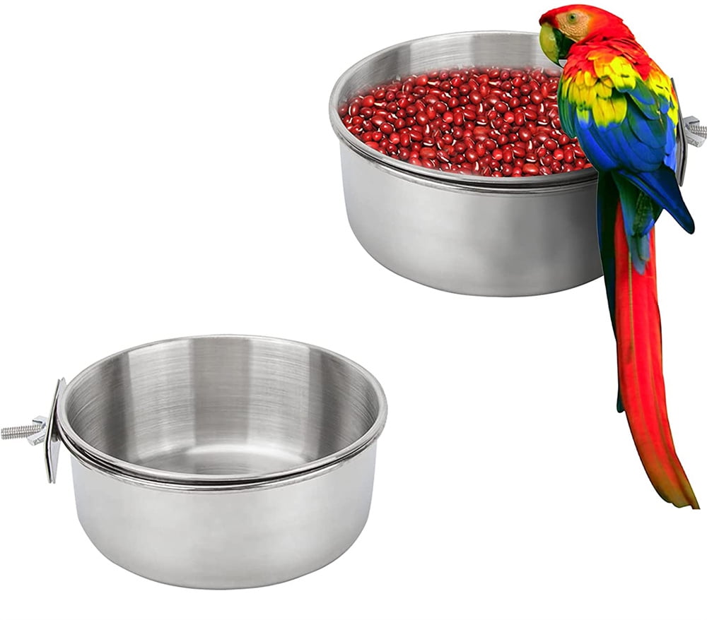 NOGIS 2pcs Stainless Steel Bird Bowls, Durable Bird Water Bowl, Bird