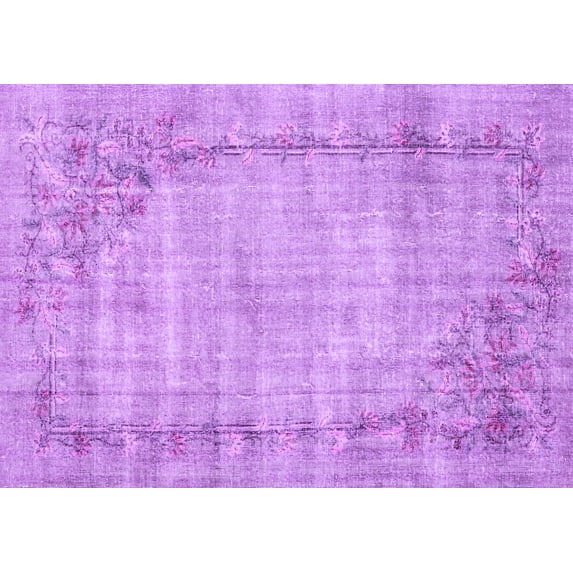 Ahgly Company Indoor Rectangle Oriental Purple Asian Inspired Area Rugs, 7' x 10'
