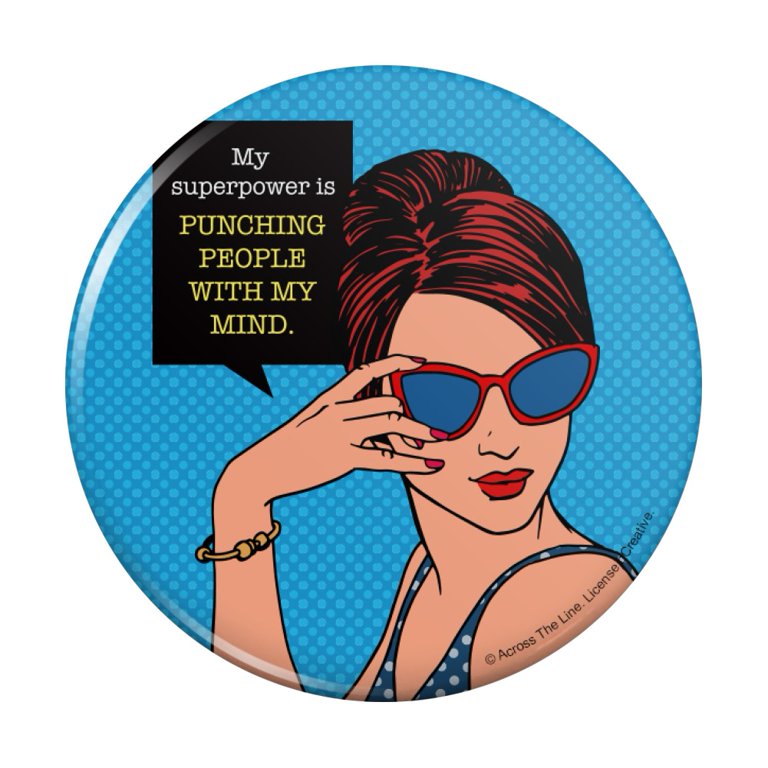 My Super Power is Punching People with My Mind Funny Humor Pinback