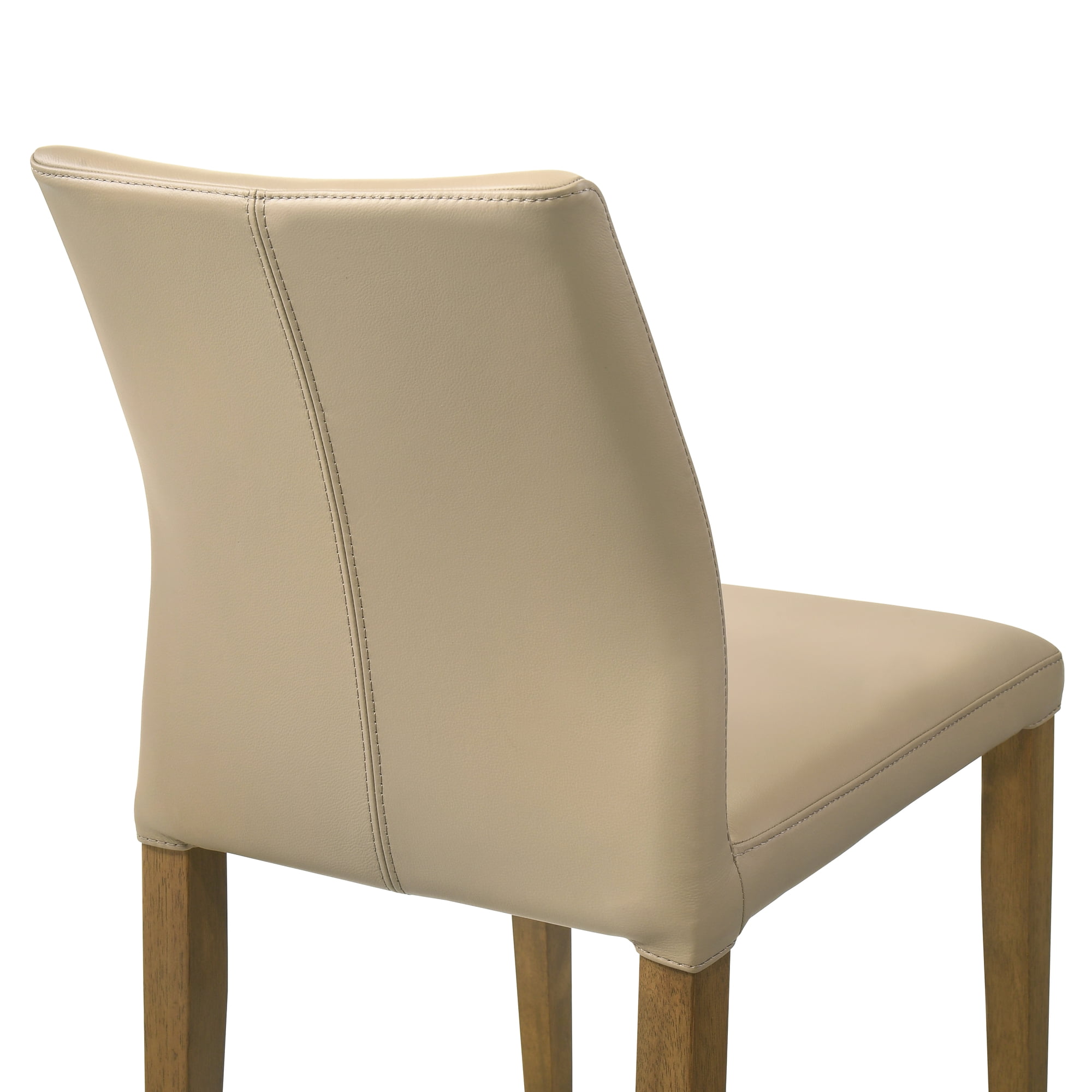 Elyza Full Back Top Grain Leather Upholstered Wood Dining Chairs in Khaki - Set of 2